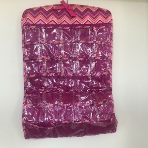 Hanging Jewelry Organizer Hot Pink and Chevron